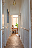 Bright hallway with wooden floor