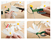 Making daisies out of tissue paper