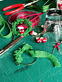 Make small felt wreaths with toadstools
