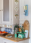Kitchenette with nostalgic decoration and kitchen utensils