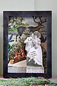 Framed vintage Christmas picture with collage elements