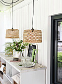 DIY hanging lamp made from wicker