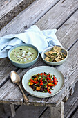 Three dishes with wild herbs