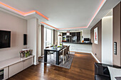 open kitchen in an apartment with a modern design, Hamburg, North Germany, Germany