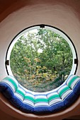 France, Ardeche, Labeaume, House Unal called "bubble house" freeform construction Joel Unal listed as historical monuments