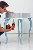 Making a wall console table (attaching wooden frame to legs)