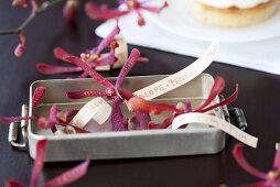 Orchids with place cards