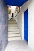 Staircase with pictures on wall (Villa Nalu, Southern France)