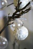 Christmas tree baubles on twigs