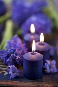 Candles and hyacinth flowers