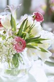 A festive spring bouquet with white tulips