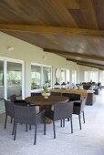 An elegant covered terrace as a dining room
