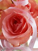 Romantic bouquet of roses with bow