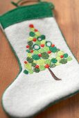 Embroidered felt boot for Christmas