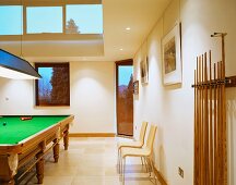 A billiards room in a modern house