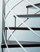 Detail of modern stainless steel spiral staircase