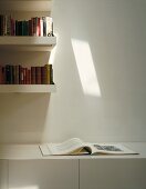 Surface under bookshelves