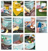 Creating a lily pond in a mosaic-decorated terracotta pot