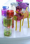 Colourful Oriental glasses and bead animal figurines