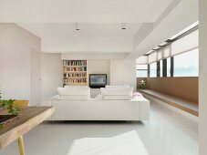 Monochromatic white living room