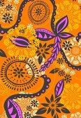 Orange and magenta graphic floral design (print)