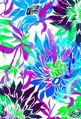 Multicoloured tropical flowers (print)