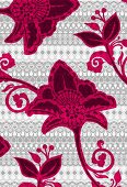 Tropical flowers on tribal background (print)