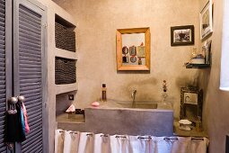 Moroccan bathroom with built in storage