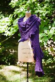 Purple Shawl made from Alpaca Wool; On Form
