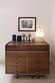 Half-high vintage roll top work desk with drawers