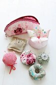 Hand-crafted pin cushions and sewing case