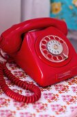 Red, retro telephone