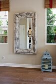 Rectangular mirror on wall in house