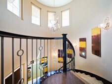 Spiral staircase in house; Valencia; California; USA