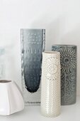 Collection of retro vases in shades of white and grey