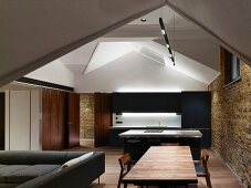 Minimalist open-plan kitchen and living area
