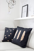 Cushions decorated with cork motifs