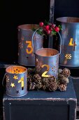 Festive metal candle lanterns