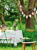 Various fruit cakes on garden table