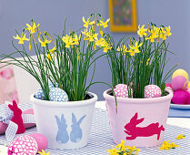 Decorate planters with bunny template
