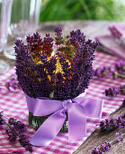 Lantern with lavender flowers