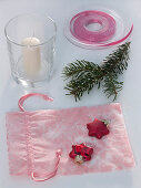Lantern in pink fabric bags