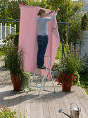 Attach fabric as privacy and sunscreen