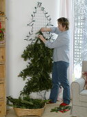 Homemade Christmas tree at the wall