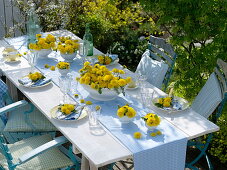 Dandelion table decoration on the terrace