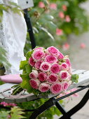 Biedermeier bouquet of pink 'Mini-Eden' (Edelrose)