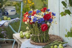 Colorful Meadow Bouquet in Yoghurt Mug with Wheat Dress
