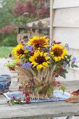 Cottage Thanksgiving Bouquet with Helianthus 'Ring Of Fire'