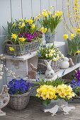 Easter terrace with homemade flower staircase