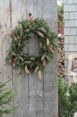 Natural wreath made of Picea (pine) with cones